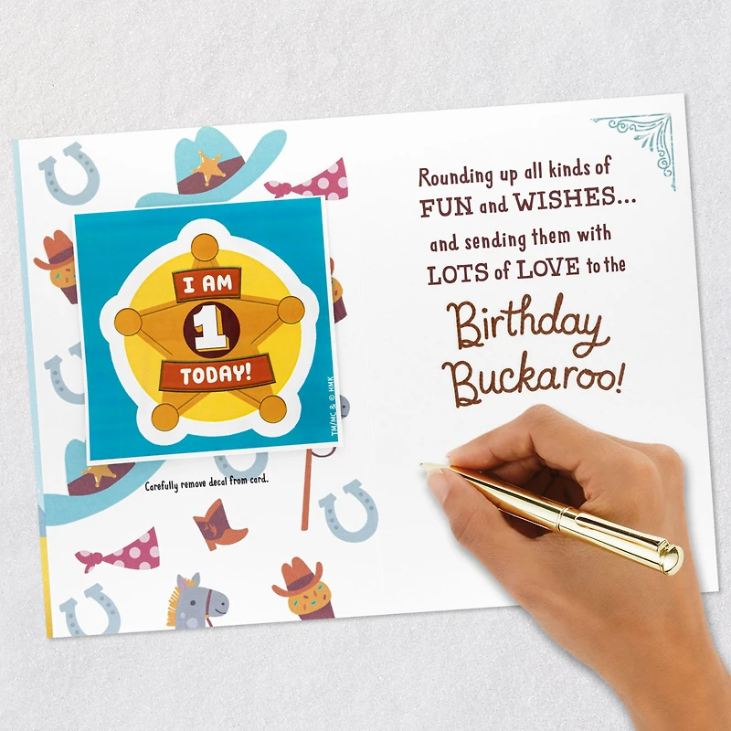 Round Up Some Fun First Birthday Card for Grandson With Decal for only USD 4.59 | Hallmark