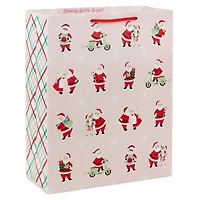 15.5" Vintage Santa Scenes on Pink Extra-Large Christmas Gift Bag for only USD 4.99 | Hallmark
