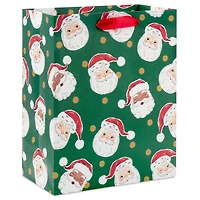 9.6" Santa Faces on Green Medium Christmas Gift Bag for only USD 3.49 | Hallmark