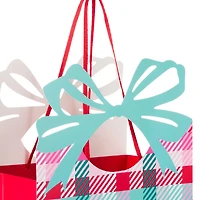 7.3" Colorful Check With Die-Cut Bow Medium Holiday Gift Bag for only USD 4.99 | Hallmark