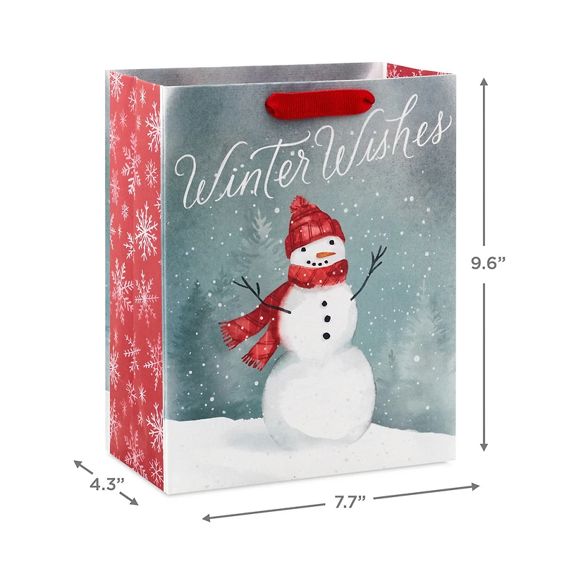 9.6" Winter Wishes Snowman on Gray Medium Holiday Gift Bag for only USD 3.49 | Hallmark