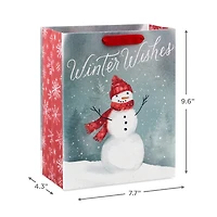 9.6" Winter Wishes Snowman on Gray Medium Holiday Gift Bag for only USD 3.49 | Hallmark
