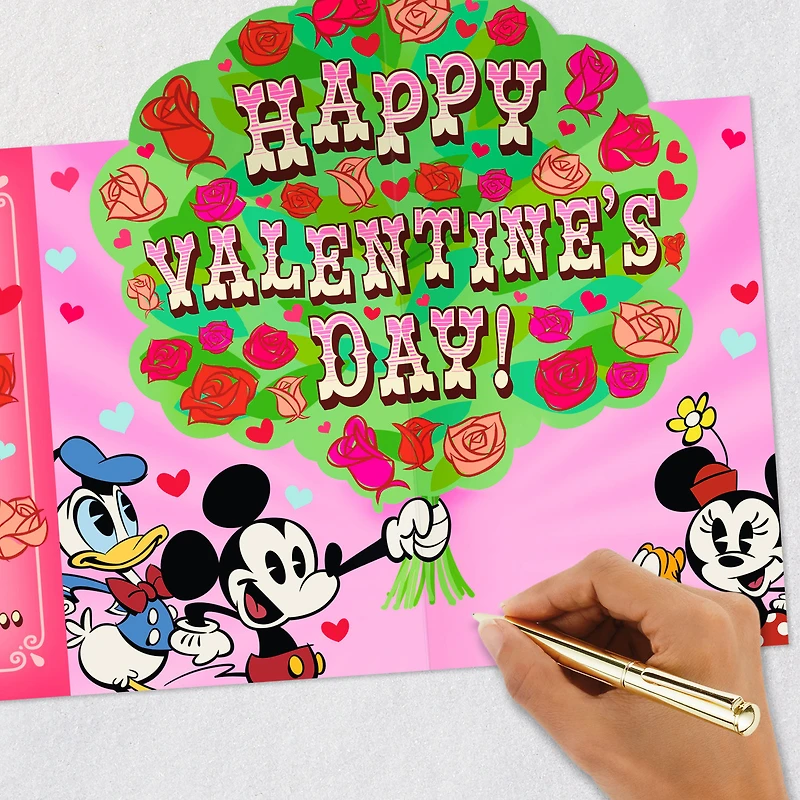 Disney Mickey Mouse and Friends Flower Bouquet Funny Pop-Up Valentine's Day Card for only USD 5.99 | Hallmark