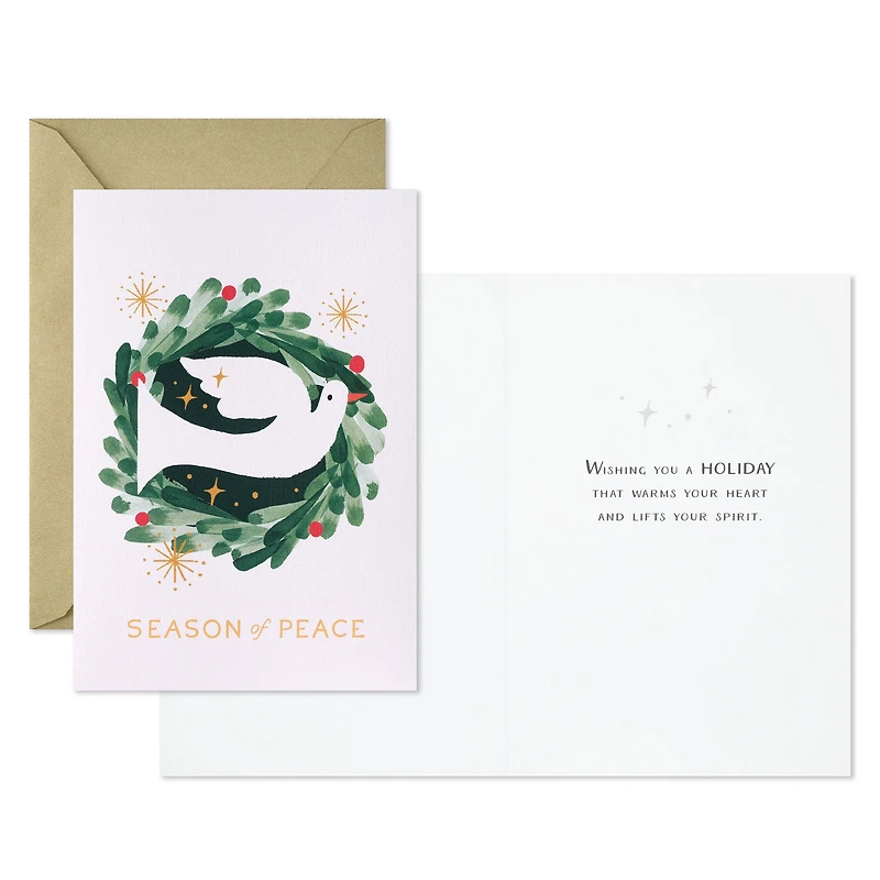 Dove on Watercolor Wreath Boxed Christmas Cards, Pack of 16 for only USD 15.49 | Hallmark
