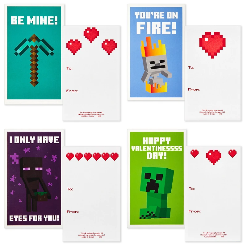Minecraft Kids Classroom Valentines Set With Cards, Stickers and Mailbox for only USD 9.99 | Hallmark