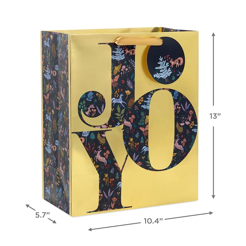 13" Joy on Metallic Gold Large Christmas Gift Bag for only USD 4.99 | Hallmark