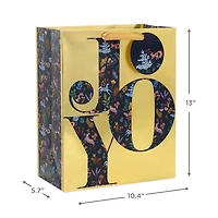 13" Joy on Metallic Gold Large Christmas Gift Bag for only USD 4.99 | Hallmark
