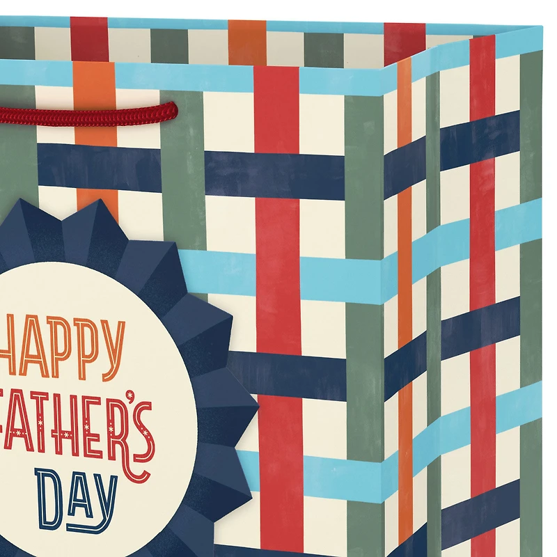 9.6" Blue Ribbon on Basketweave Medium Father's Day Gift Bag for only USD 3.99 | Hallmark