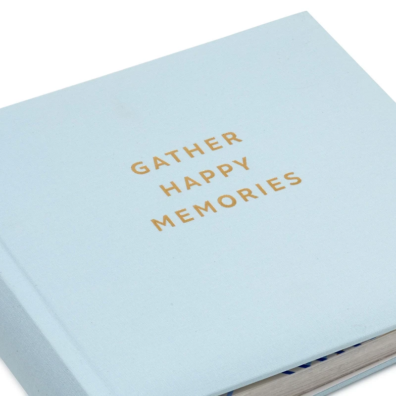Gather Happy Memories Gold on Light Blue Linen Photo Album for only USD 28.99 | Hallmark