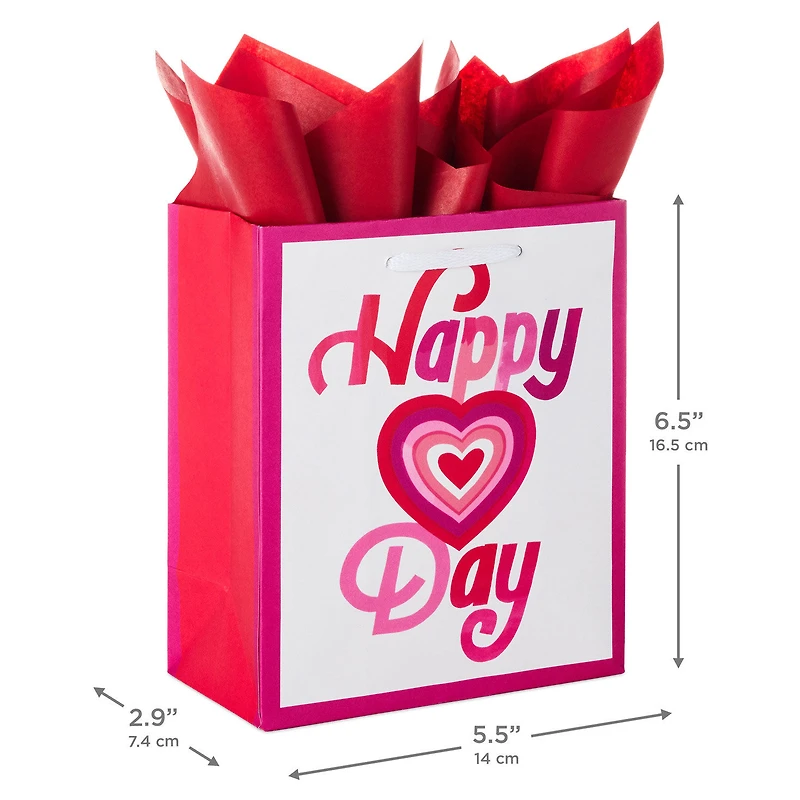 6.5" Happy Heart Day Small Valentine's Day Gift Bag With Tissue Paper for only USD 5.99 | Hallmark