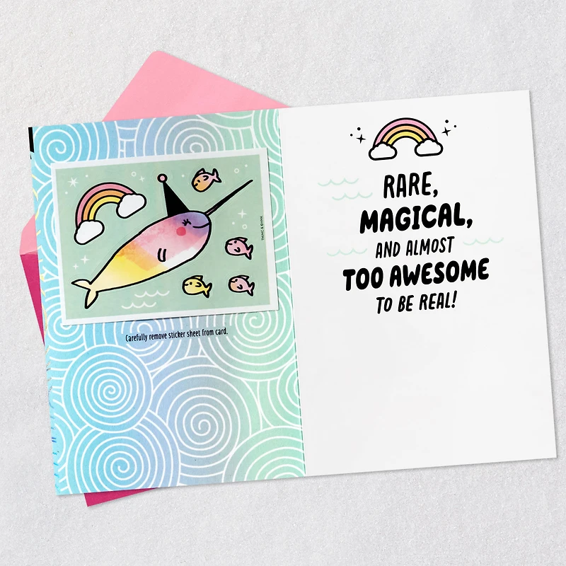 Narwhal 9th Birthday Card for Kid With Stickers for only USD 5.59 | Hallmark