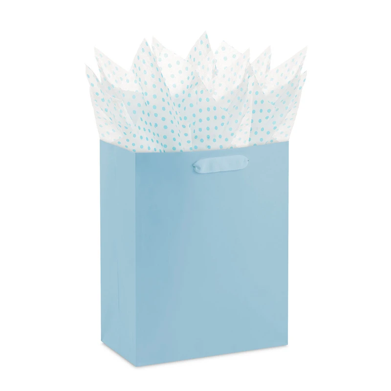 Aqua Blue Polka Dots on White Tissue Paper, 6 sheets for only USD 1.99 | Hallmark