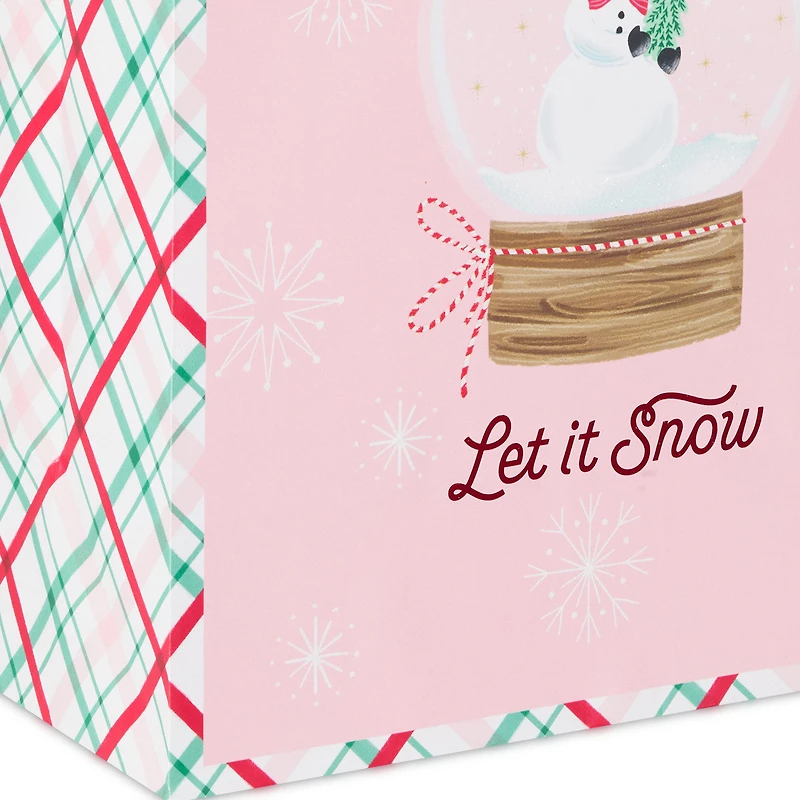 13" Snowman Snow Globe on Pink Large Holiday Gift Bag for only USD 4.49 | Hallmark