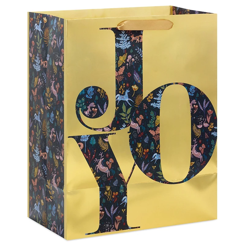 13" Joy on Metallic Gold Large Christmas Gift Bag for only USD 4.99 | Hallmark