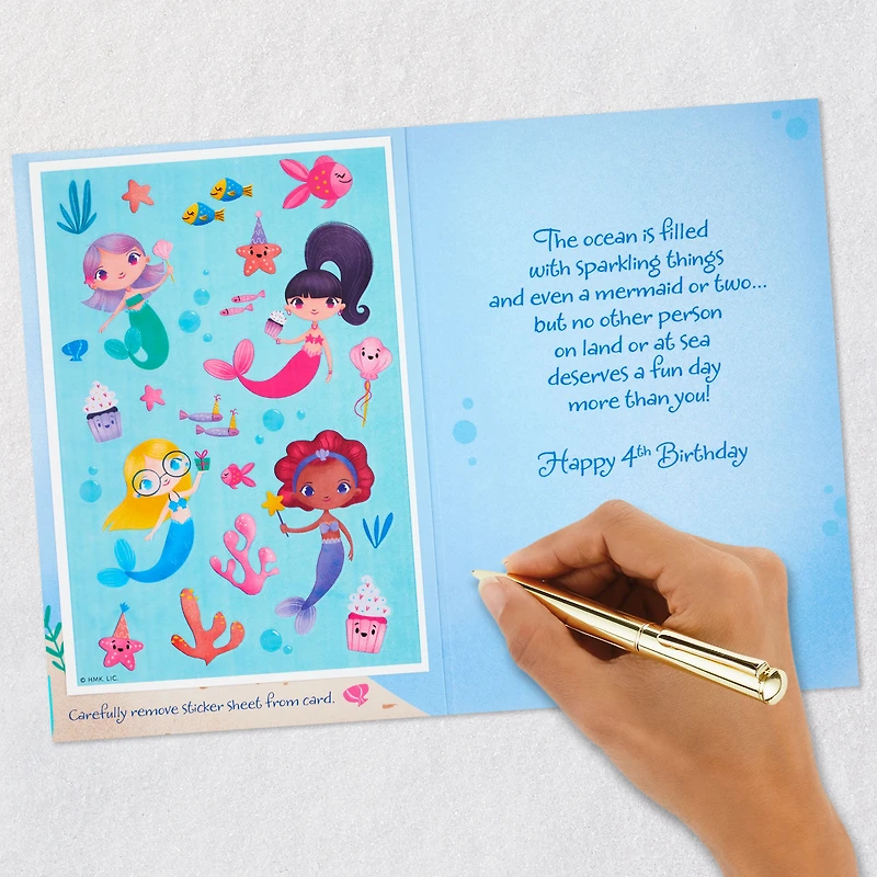 Mermaid Fun 4th Birthday Card With Stickers for only USD 4.59 | Hallmark