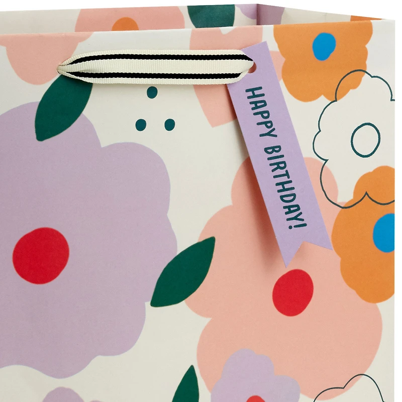 13" Mod Floral on White Large Birthday Gift Bag for only USD 4.99 | Hallmark