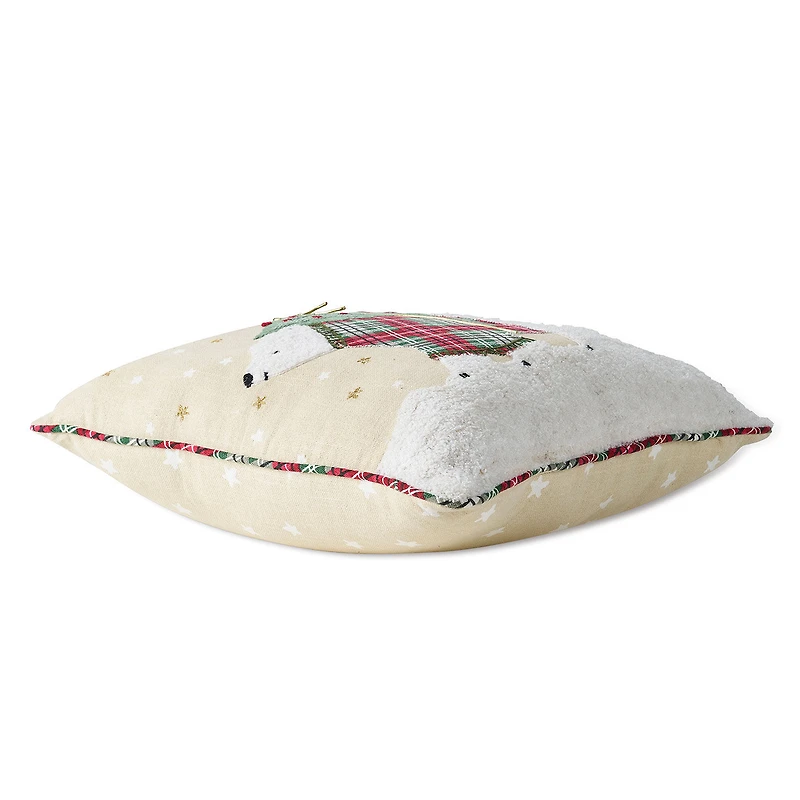 Polar Bear Embroidered Holiday Pillow, 18x18 for only USD 34.99 | Hallmark