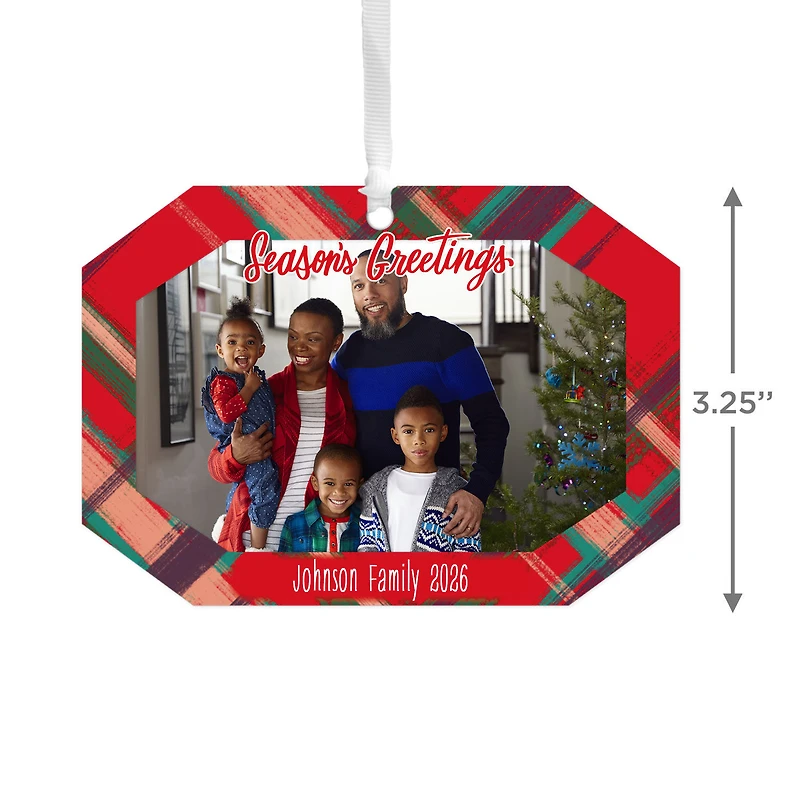 Red Plaid Metal Personalized Ornament, Custom Photo and Text for only USD 17.99 | Hallmark