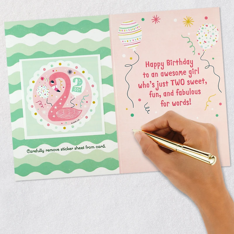 For a Fun and Fabulous Girl 2nd Birthday Card With Sticker for only USD 4.59 | Hallmark