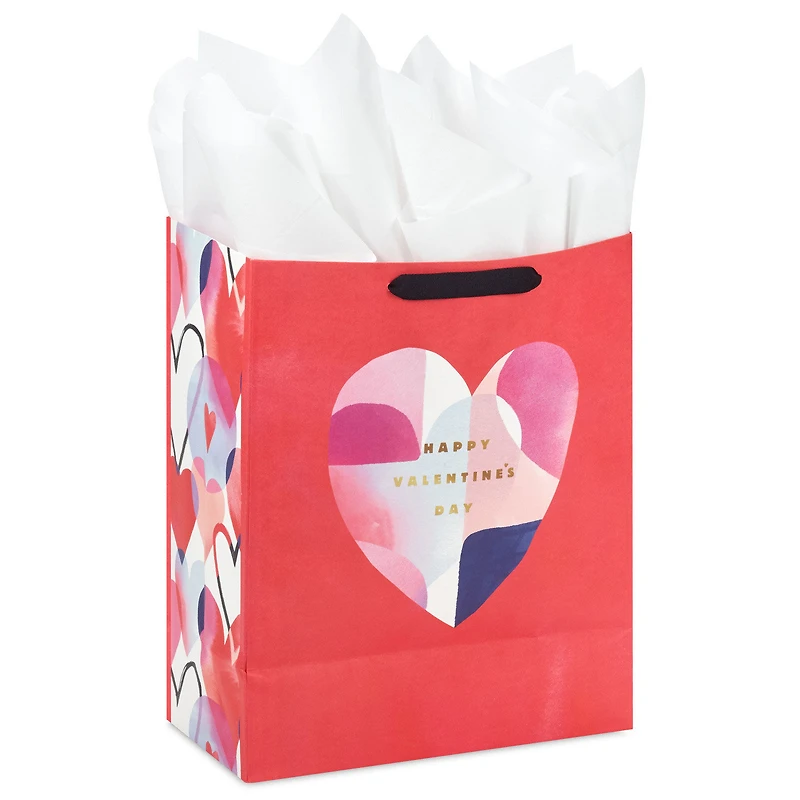13" Abstract Heart on Red Large Valentine's Day Gift Bag With Tissue Paper for only USD 8.49 | Hallmark