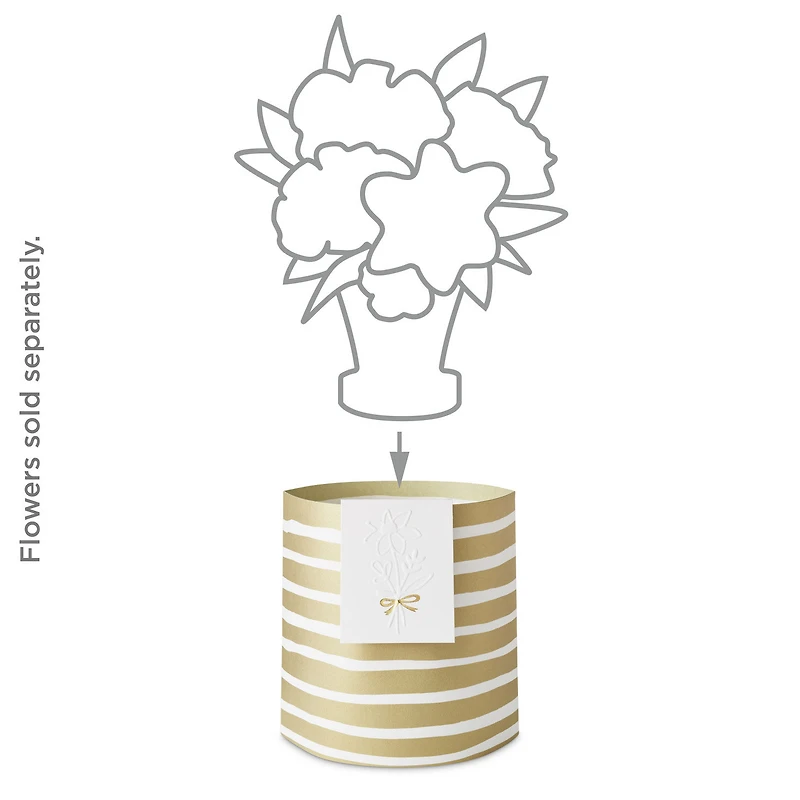Build-a-Bouquet Gold Stripes Pop-Up Paper Vase With Mini Card for only USD 4.99 | Hallmark