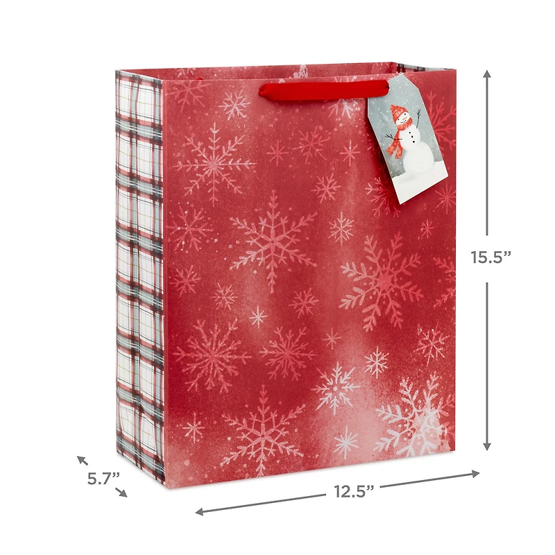 15.5" Subtle Snowflakes on Barn Red Extra-Large Holiday Gift Bag for only USD 4.99 | Hallmark