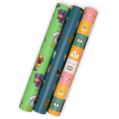 Minecraft Mobs 3-Pack Wrapping Paper Mini Roll Bundle, 45 sq. ft. total for only USD 11.99 | Hallmark
