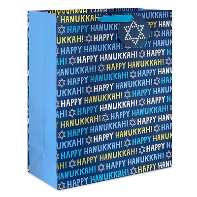 15.5" Happy Hanukkah on Metallic Blue Extra-Large Gift Bag for only USD 5.49 | Hallmark