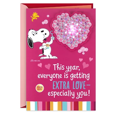 Peanuts® Snoopy and Woodstock Bubble Love Musical Valentine's Day Card With Lights for only USD 8.59 | Hallmark