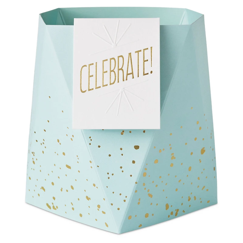 Build-a-Bouquet Celebrate Turquoise Blue Pop-Up Paper Vase With Mini Card for only USD 4.99 | Hallmark