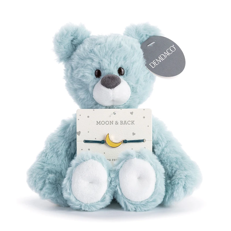 Demdaco Moon and Back Blue Plush Bear With Moon Bracelet for only USD 17.00 | Hallmark