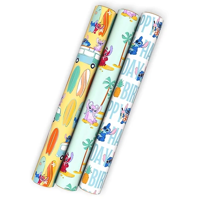 Disney Stitch and Friends 3-Pack Wrapping Paper Mini Roll Bundle, 45 sq. ft. total for only USD 11.99 | Hallmark