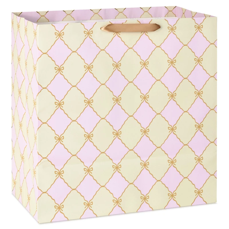 15" Gold Bow Lattice on Pink and Cream Extra-Deep Gift Bag for only USD 6.79 | Hallmark