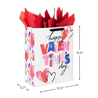 15.5" Happy Valentine's Day on White Extra-Large Gift Bag With Tissue Paper for only USD 7.99 | Hallmark