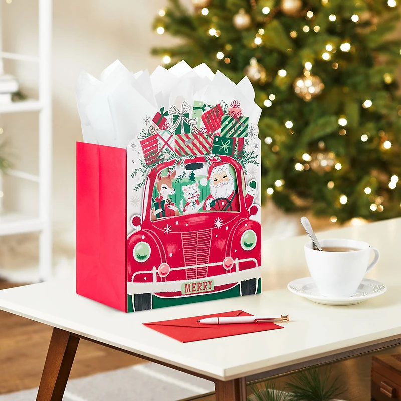 10" Road-Tripping Santa Large Square Christmas Gift Bag for only USD 4.99 | Hallmark