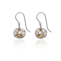 Silver Forest Crescent Moon on Hammered Disc Mixed Metal Drop Earrings for only USD 17.00 | Hallmark
