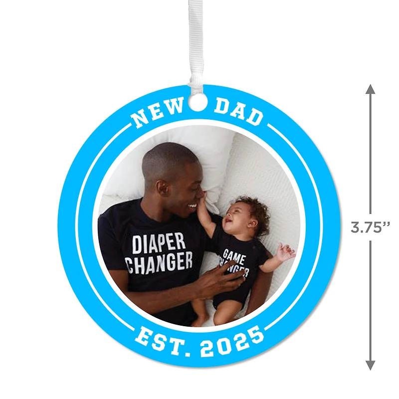 New Dad Round Metal Personalized Ornament, Custom Photo and Text for only USD 17.99 | Hallmark