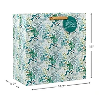15" Winter Botanicals on Light Sage Extra-Deep Holiday Gift Bag for only USD 5.99 | Hallmark