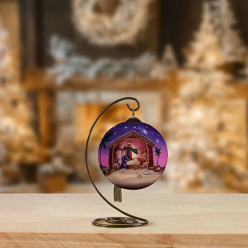 Ne'Qwa Art Silent Night, Holy Night Nativity Scene Glass Christmas Ornament for only USD 35.00 | Hallmark