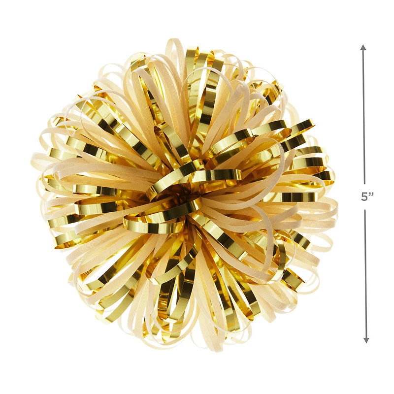 5" Ivory and Gold Metallic Pom-Pom Gift Bow for only USD 3.99 | Hallmark