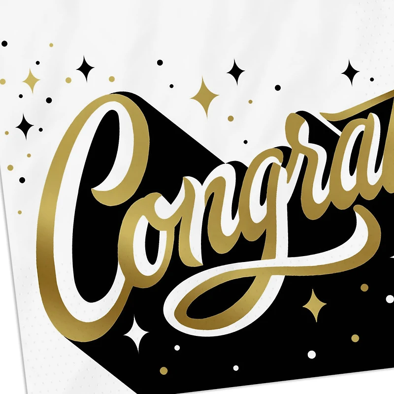 "Congrats" Gold and Black Graduation Cocktail Napkins, Pack of 20 for only USD 4.49 | Hallmark