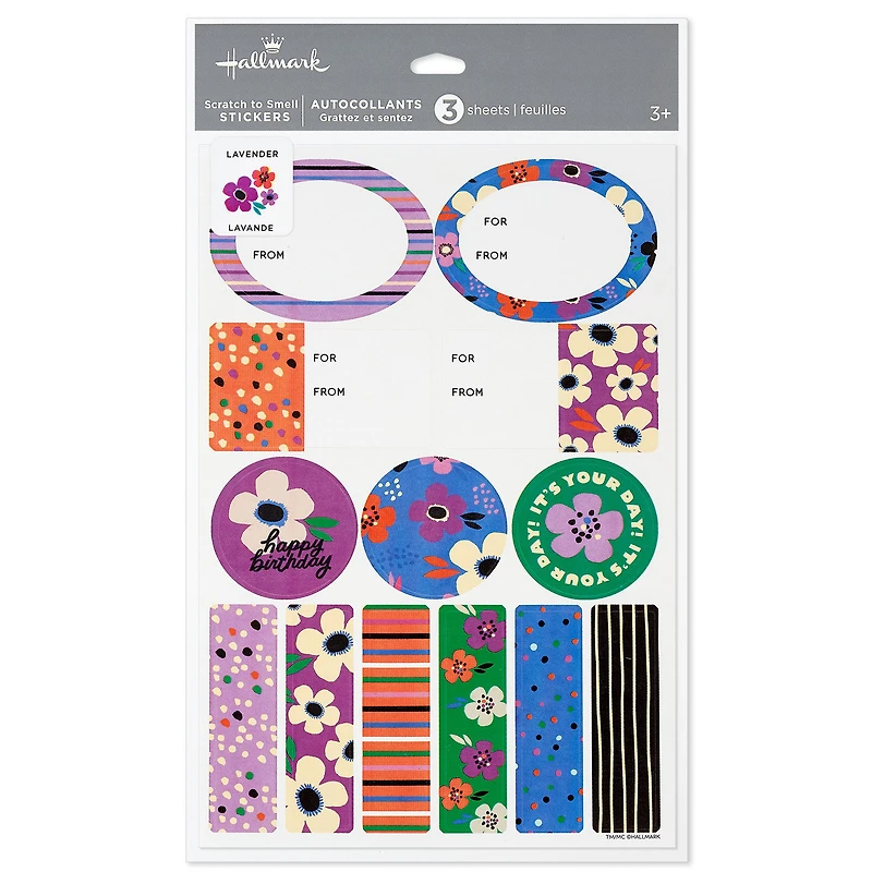 Lavender-Scented Colorful Floral Gift Tags and Stickers, 3 sheets for only USD 3.99 | Hallmark