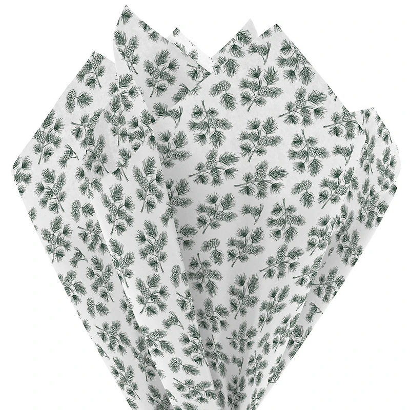 Pine-Scented Botanical Illustrations on White Holiday Tissue Paper, 4 sheets for only USD 2.49 | Hallmark