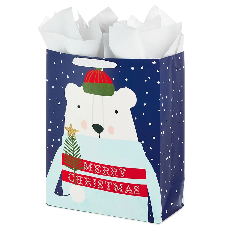 15.5" Polar Bear XL Christmas Gift Bag With Tissue Paper for only USD 8.99 | Hallmark