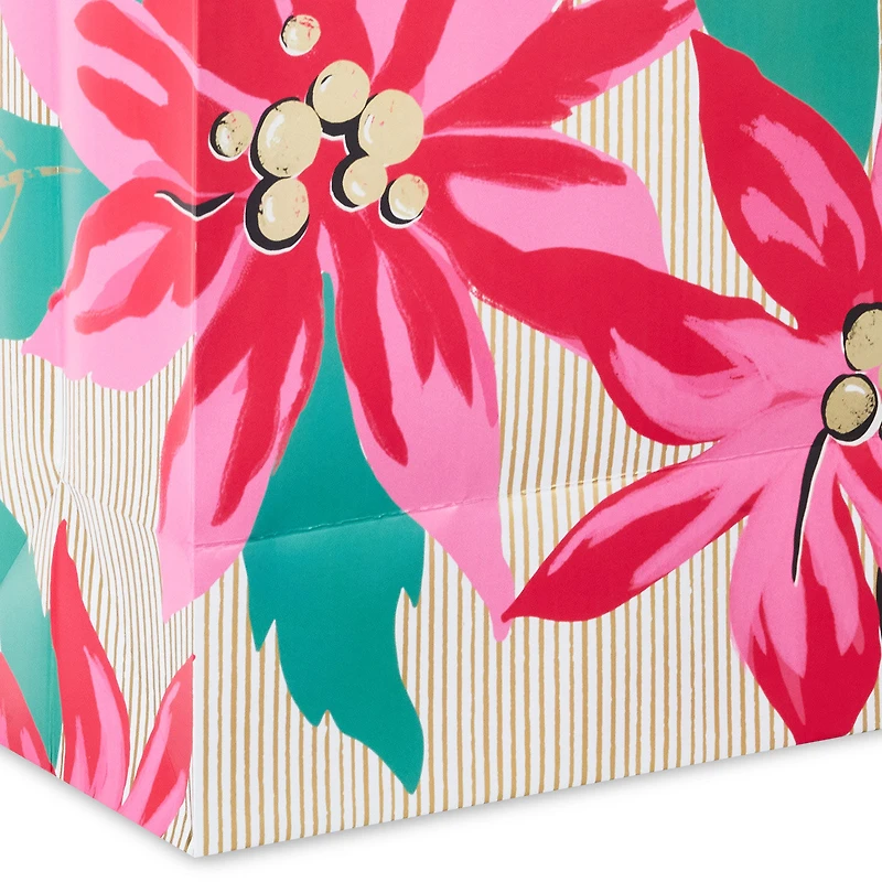 13" Lacey Chabert Collection Pink Poinsettias Large Christmas Gift Bag for only USD 5.49 | Hallmark