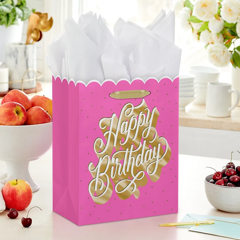 13" Happy Birthday Script on Pink Large Gift Bag for only USD 5.49 | Hallmark