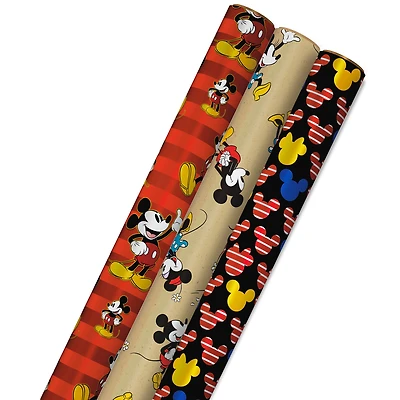 Disney Mickey Mouse 3-Pack Wrapping Paper Roll Bundle, 60 sq. ft. total for only USD 16.99 | Hallmark