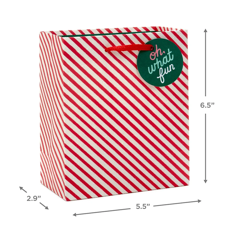 6.5" Glittery Peppermint Stripes Small Christmas Gift Bag for only USD 2.49 | Hallmark