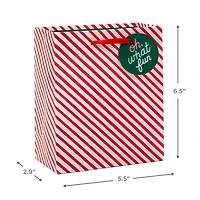 6.5" Glittery Peppermint Stripes Small Christmas Gift Bag for only USD 2.49 | Hallmark