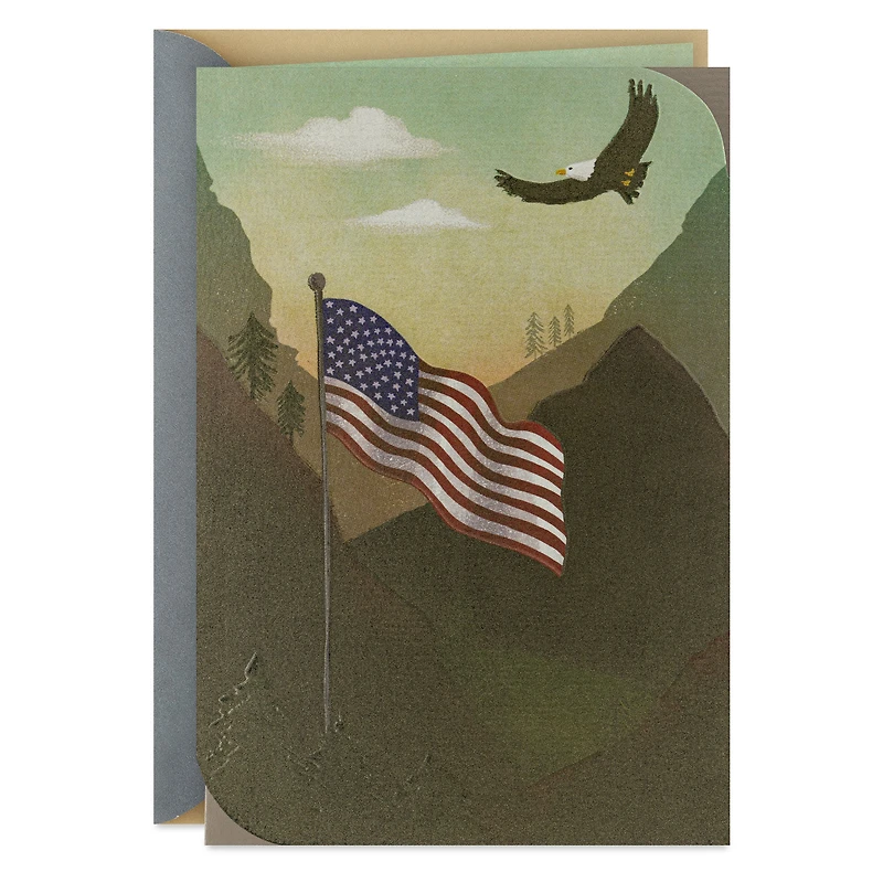 Bald Eagle Flying Over American Flag Blank Card for only USD 4.99 | Hallmark